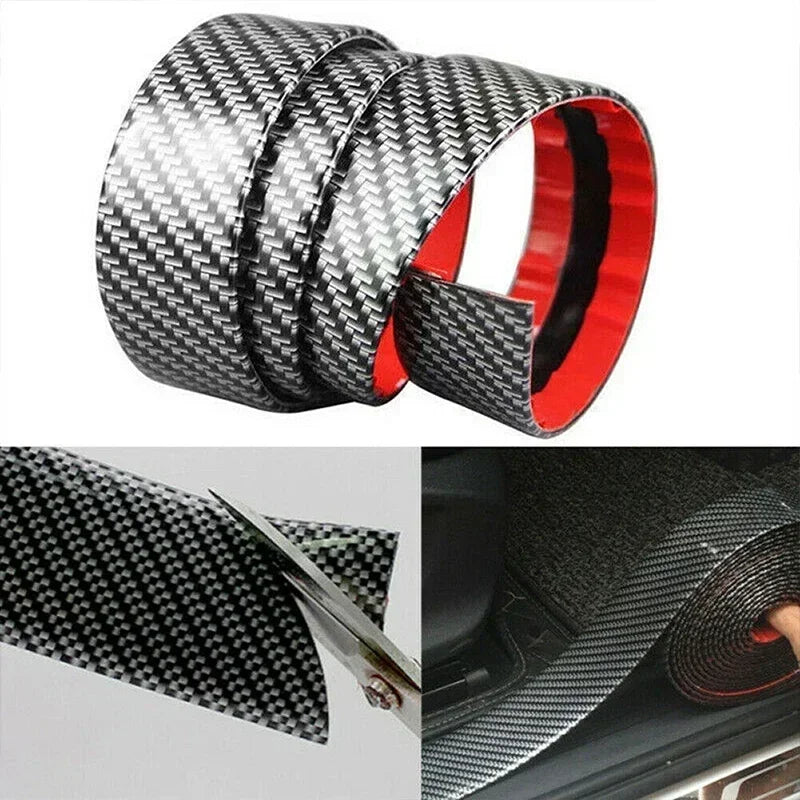 Universal Car Stickers Doorsill Bumper Threshold Step Carbon Fiber Protector Guard Strip Sticker - Automotive LED Light