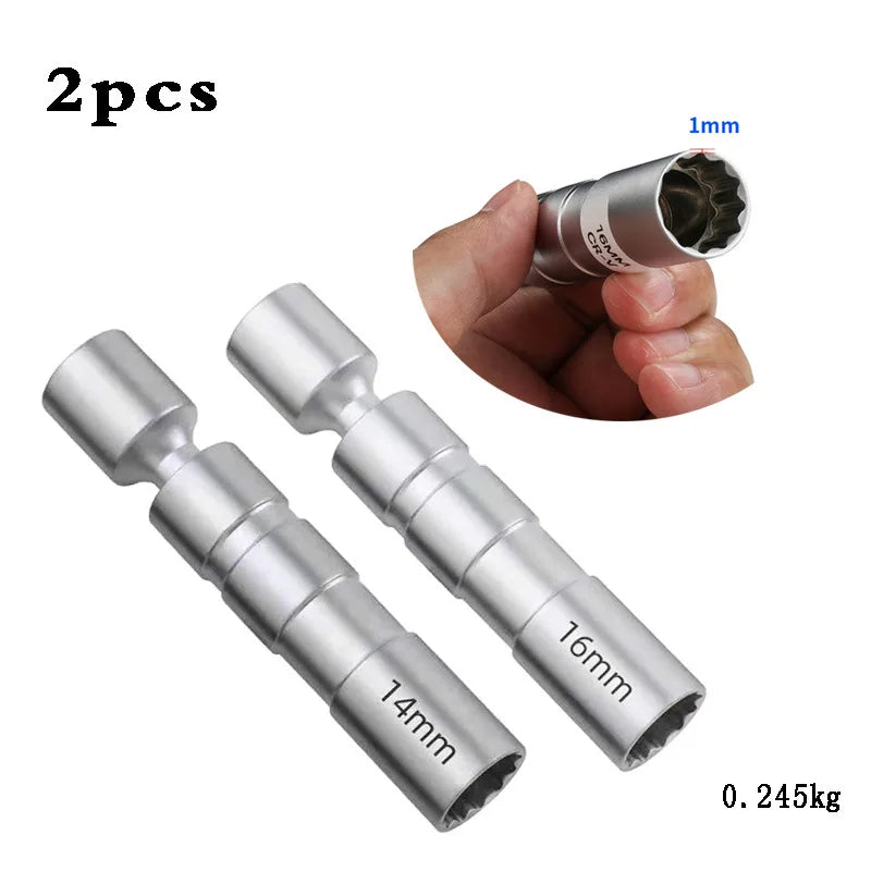 For BMW Mercedes Benz Spark Plug Sleeve Wrench Socket Magnetic 12-Point Angle Thin Wall Spark Pl - Automotive LED Light
