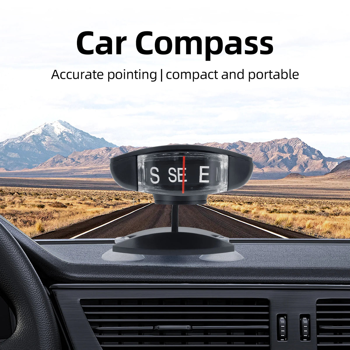 AD Navigation Compass Adjustable Suction Cups Ornament Vehicle Mounted Accessories Auto Compass  - Automotive LED Light