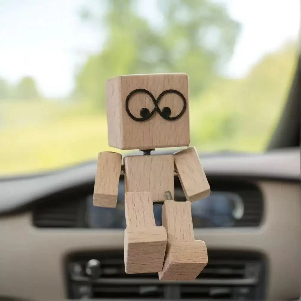 Car Dashboard Desktop Decoration Ornament New Auto Handmade Shaking Feet Wooden Doll Shaking Woo - Automotive LED Light