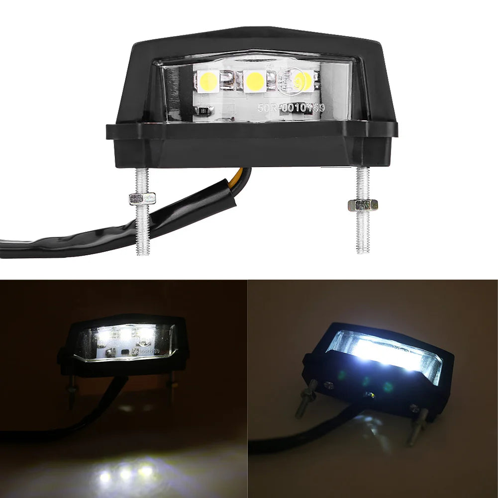 12V Universal Motorcycle Motorbike LED License Plate Light Rear Tail Lamp White - LED Motorcycle Light