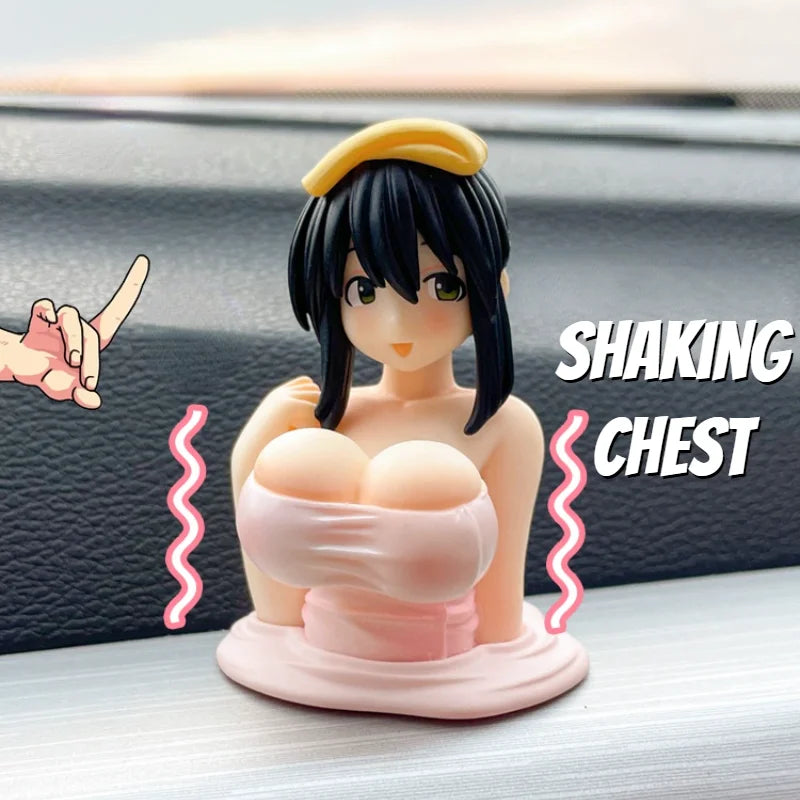 Sexy Kanako Chest Shaking Girls Car Ornaments Cartoon Kawaii Anime Statue Car Dashboard Sexy Dol - Automotive LED Light