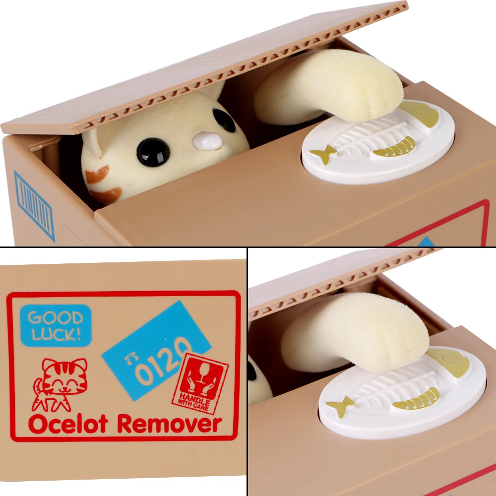 Piggy Banks Cute Automated Panda Cat Steal Coin Bank Plastic Electronic Money Boxes Money Saving - Automotive LED Light