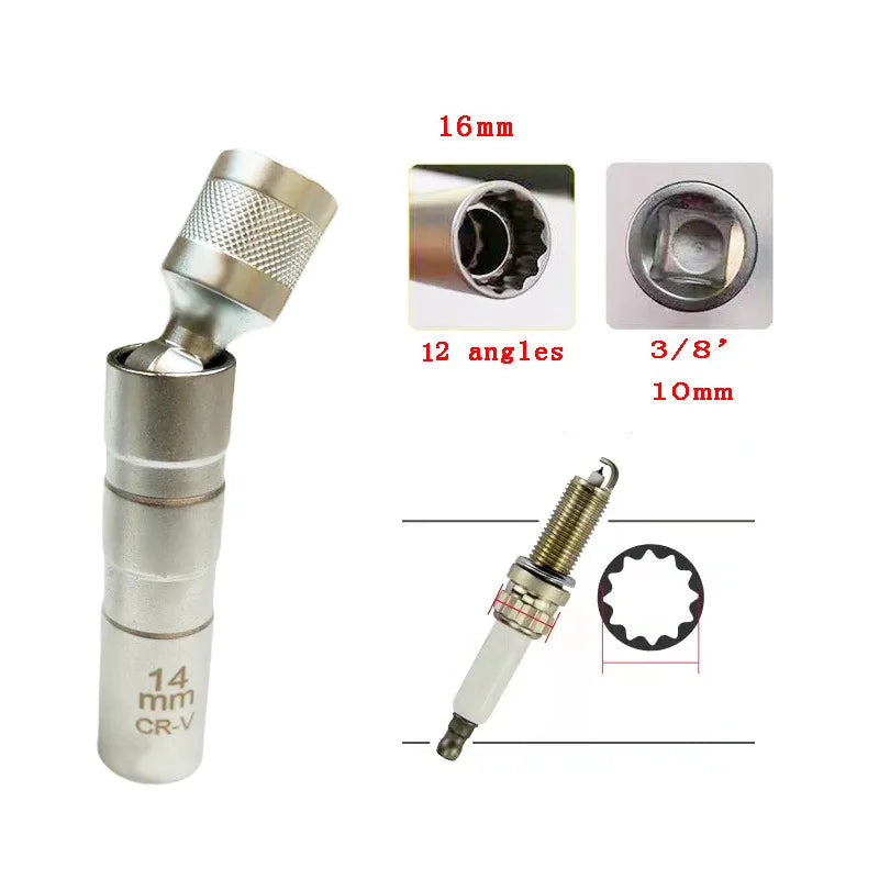 For BMW Mercedes Benz Spark Plug Sleeve Wrench Socket Magnetic 12-Point Angle Thin Wall Spark Pl - Automotive LED Light