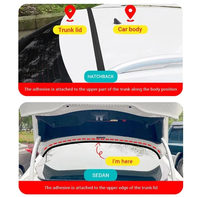 Auto Rubber Seal Strip Car Trunk Lid Gap Seal Strip Rubber Sticker Black For SUV Hatchback Upper - Automotive LED Light