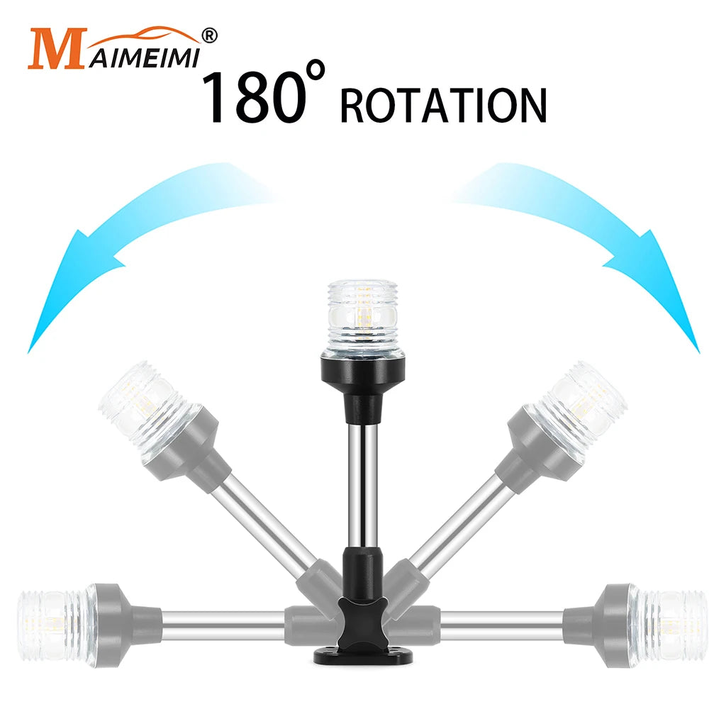 12V 24V Fold Down Navigation Light Boat LED Sailing Signal Light Yacht Marine 180 Degree Navigat - Automotive LED Light