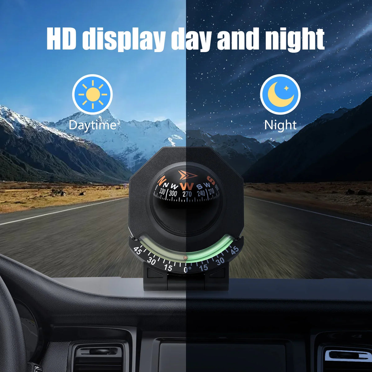 2 in 1 Guide Ball Universal Car Compass Navigation Marine Boat Truck Guide Ball Slope Indicator  - Automotive LED Light