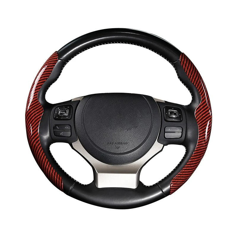 36cm Carbon Fiber Car Steering Wheel Cover Non-slip Sports Ultra-thin Card Cover Summer Auto Han - Automotive LED Light