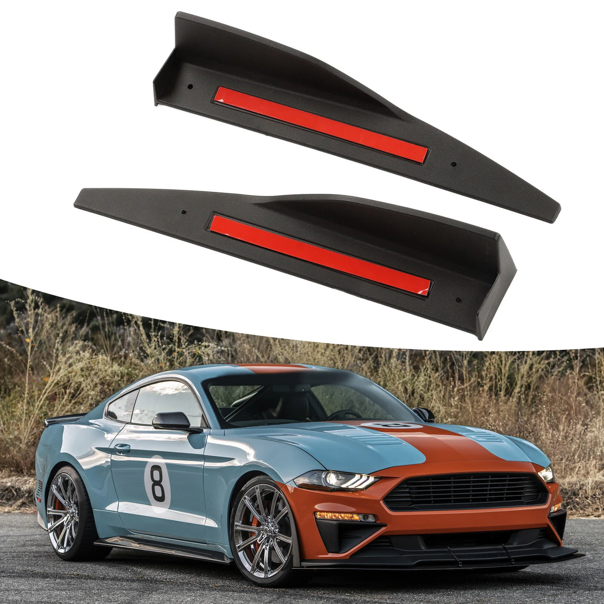 2Pcs Car Side Skirt Spoiler Left Right Wing Panel Body Kit Replacement for Ford Mustang Roush 20 - Automotive LED Light