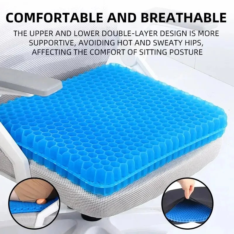 Summer Car Seat Breathable Honeycomb Designed Decompression Car Gel Seat Cushions Back Tailbone  - Automotive LED Light