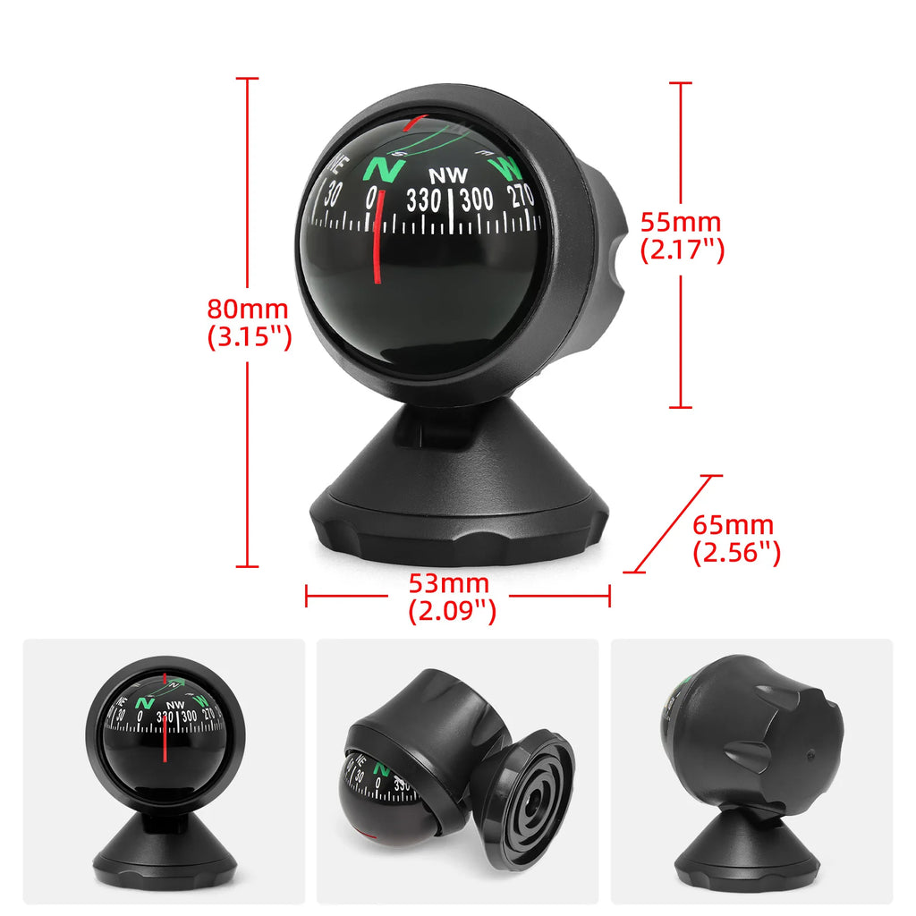 AD 1pc Universal Mini Car Navigation Compass For Boat Vehicle Car Rotary Adjustable Spherical Da - Automotive LED Light