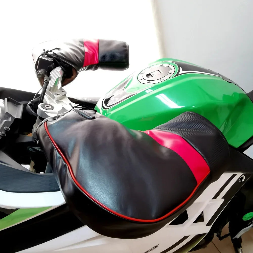 Protective Motorcycle Handlebar Gloves Muffs Thick Warm Rainproof Winter Warmer Universal Fit Sc - Automotive LED Light