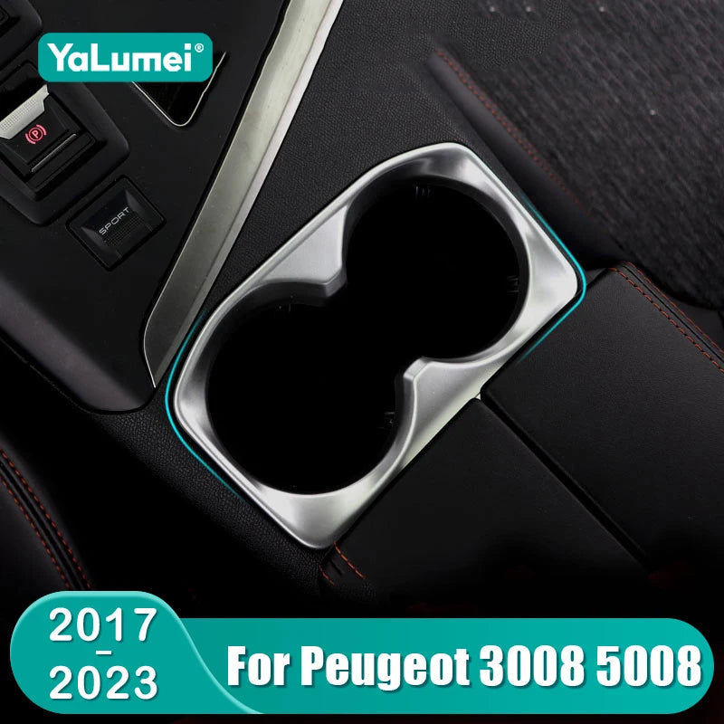 For Peugeot 3008 5008 GT 2017 2018 2019 2020 2021 2022 2023 Car Water Cup Holder Cover Frame Tri - Automotive LED Light
