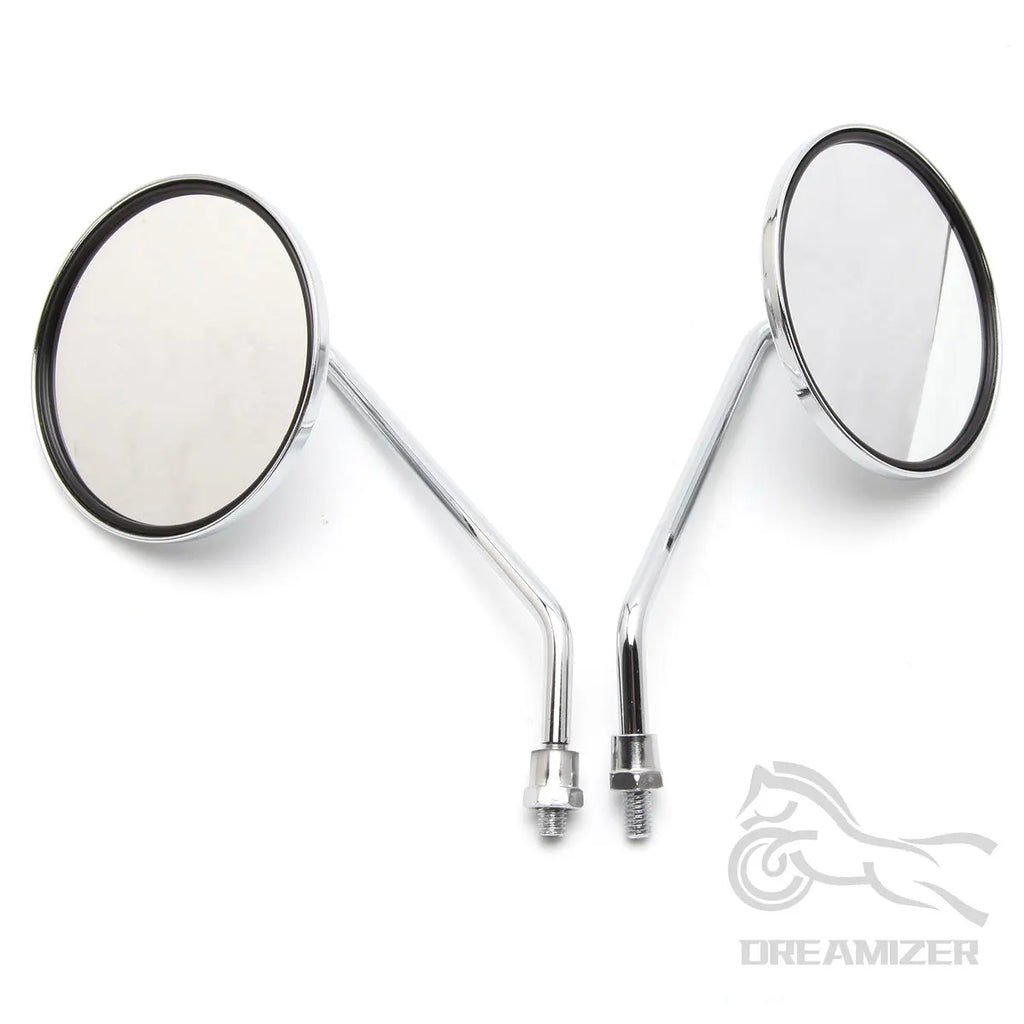 Universal 10mm Motorcycle Rearview Mirrors Scooter Chrome Round Side Mirror For Suzuki GN 125 Ya - Automotive LED Light