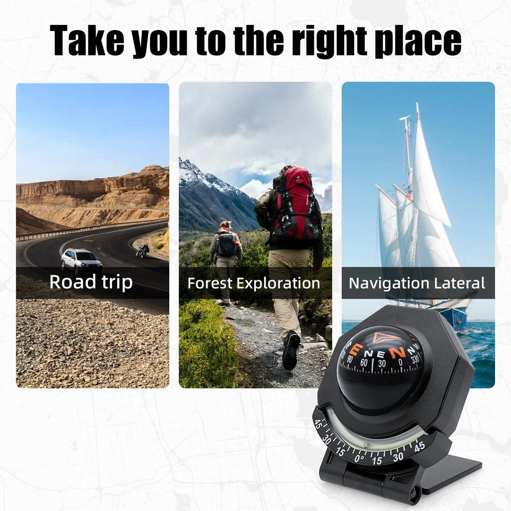 2 in 1 Guide Ball Universal Car Compass Navigation Marine Boat Truck Guide Ball Slope Indicator  - Automotive LED Light