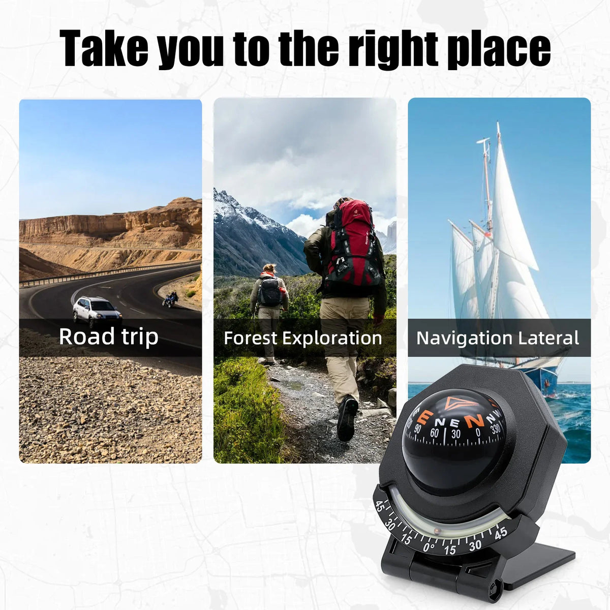 2 in 1 Guide Ball Universal Car Compass Navigation Marine Boat Truck Guide Ball Slope Indicator  - Automotive LED Light