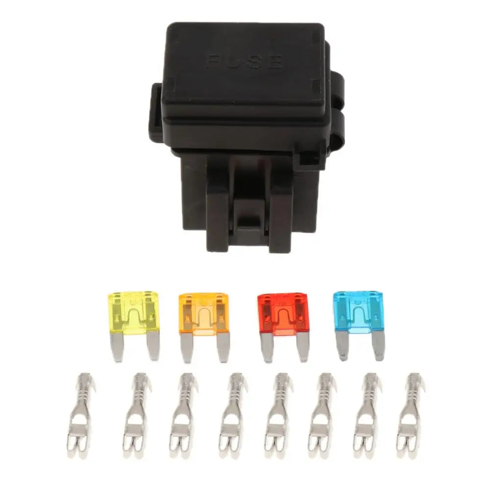 Automotive 4 Slot Relay Box Waterproof Plastic Fuse Holder Mini Fuse Box for Car Marine Truck Tr - Automotive LED Light