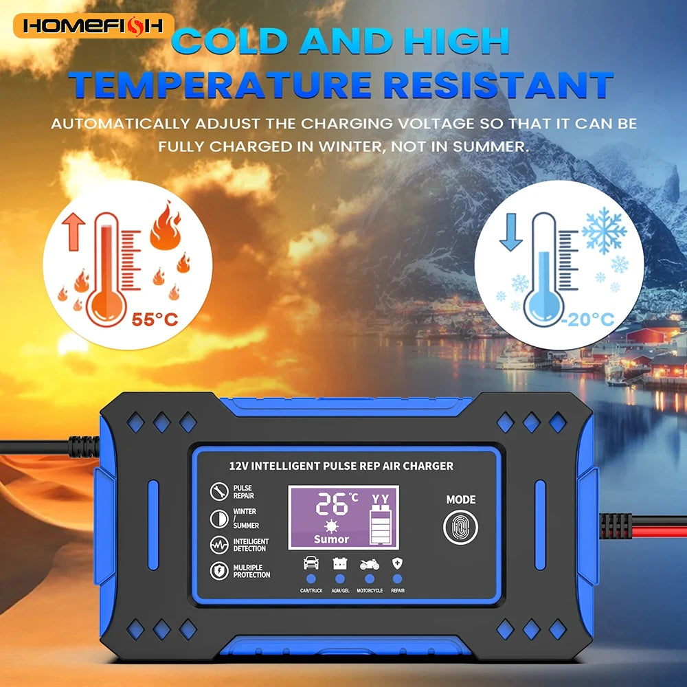 6A 12V Battery Repair LCD Display Intelligent Car Battery Charger Car and Motorcycle Battery Cha - Automotive LED Light