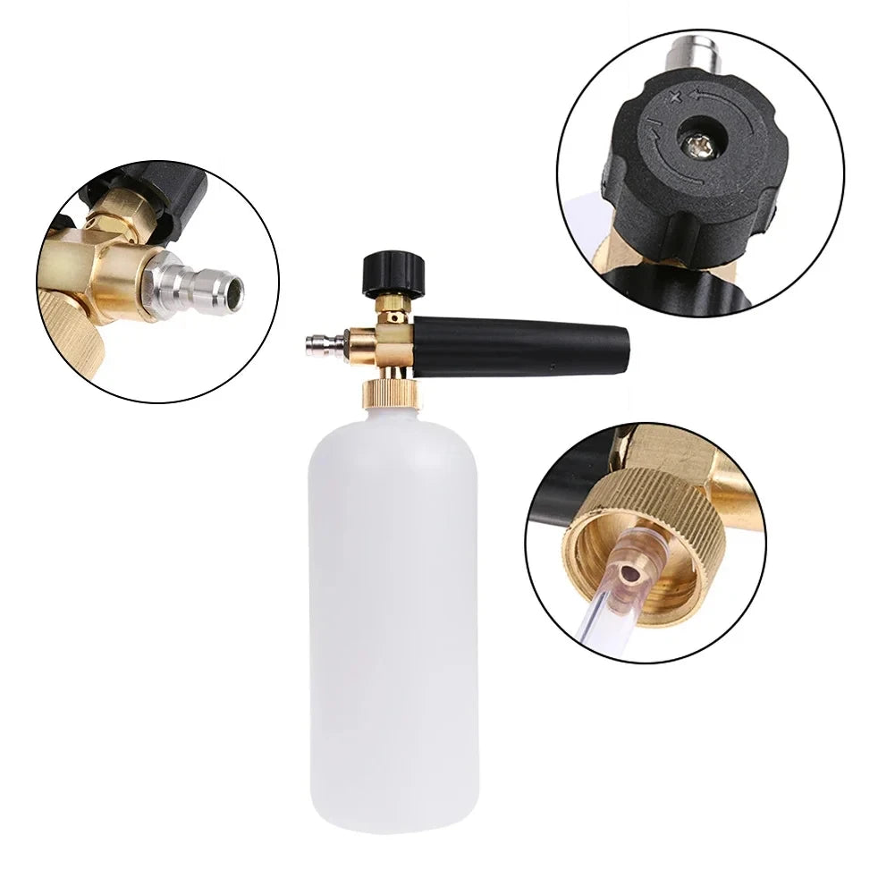 1L Car Cleaning Foam Gun 1/4 Quick Connector Adjustable High Pressure Soap Foamer Car Wash Press - Automotive LED Light
