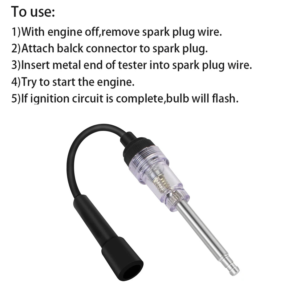 Car Spark Plug Tester Diagnostic Tools Engine Start Test In-Line Igniton Troubleshooting Kit Tru - Automotive LED Light