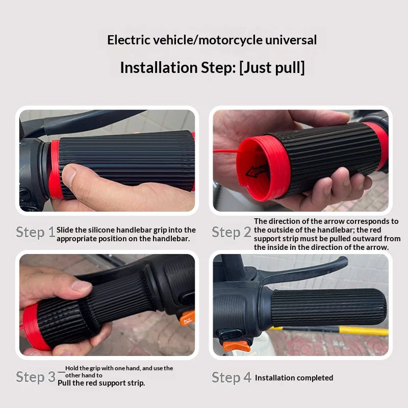 Motorcycle Silicone Handlebar Grip Covers, Universal Self-Shrinking Non-Slip Handlebar Sleeve Pr - Automotive LED Light