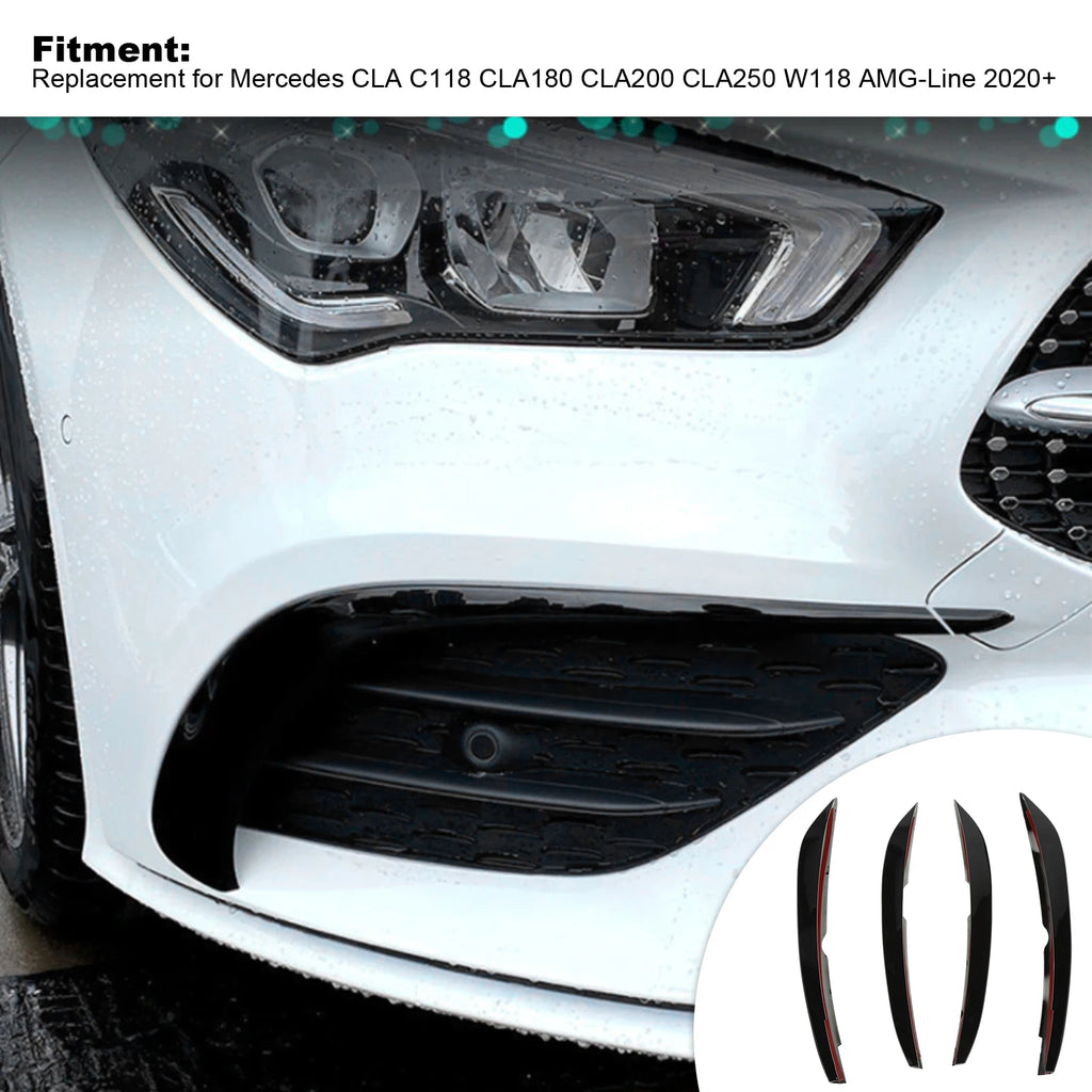 4Pcs/Set Front Bumper Fog Light Grille Cover Trim Replacement for Mercedes CLA C for Mercedes W118 C118 CLA - Automotive