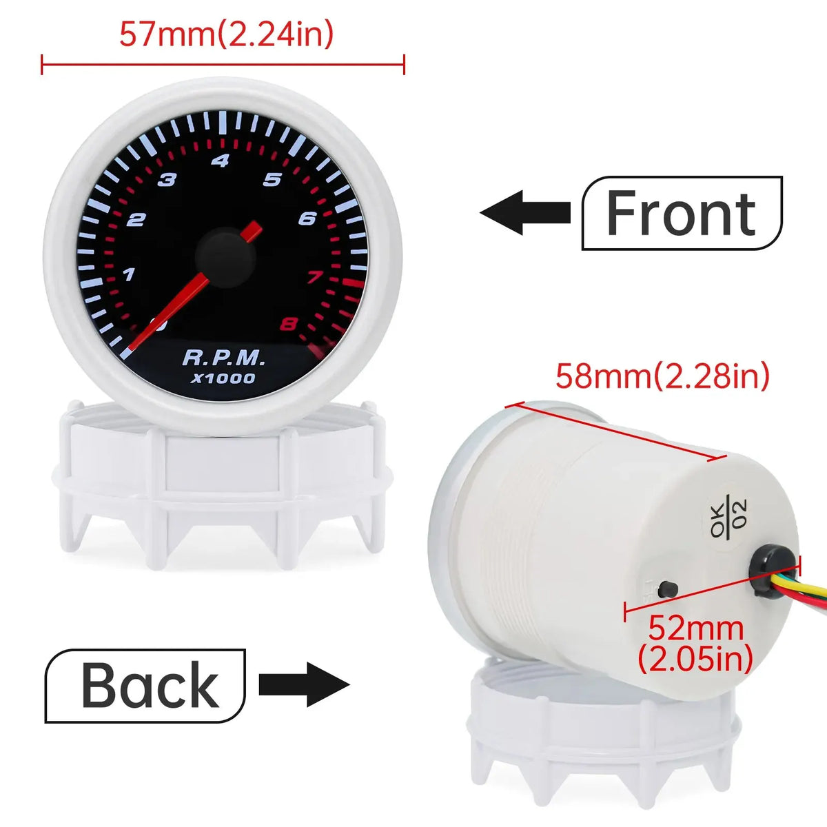 AD For 12V Gasoline Car 52mm Universal Smoke Len Tachometer RPM Turbo Boost Gauge 2 Bar PSI Wate - Automotive LED Light