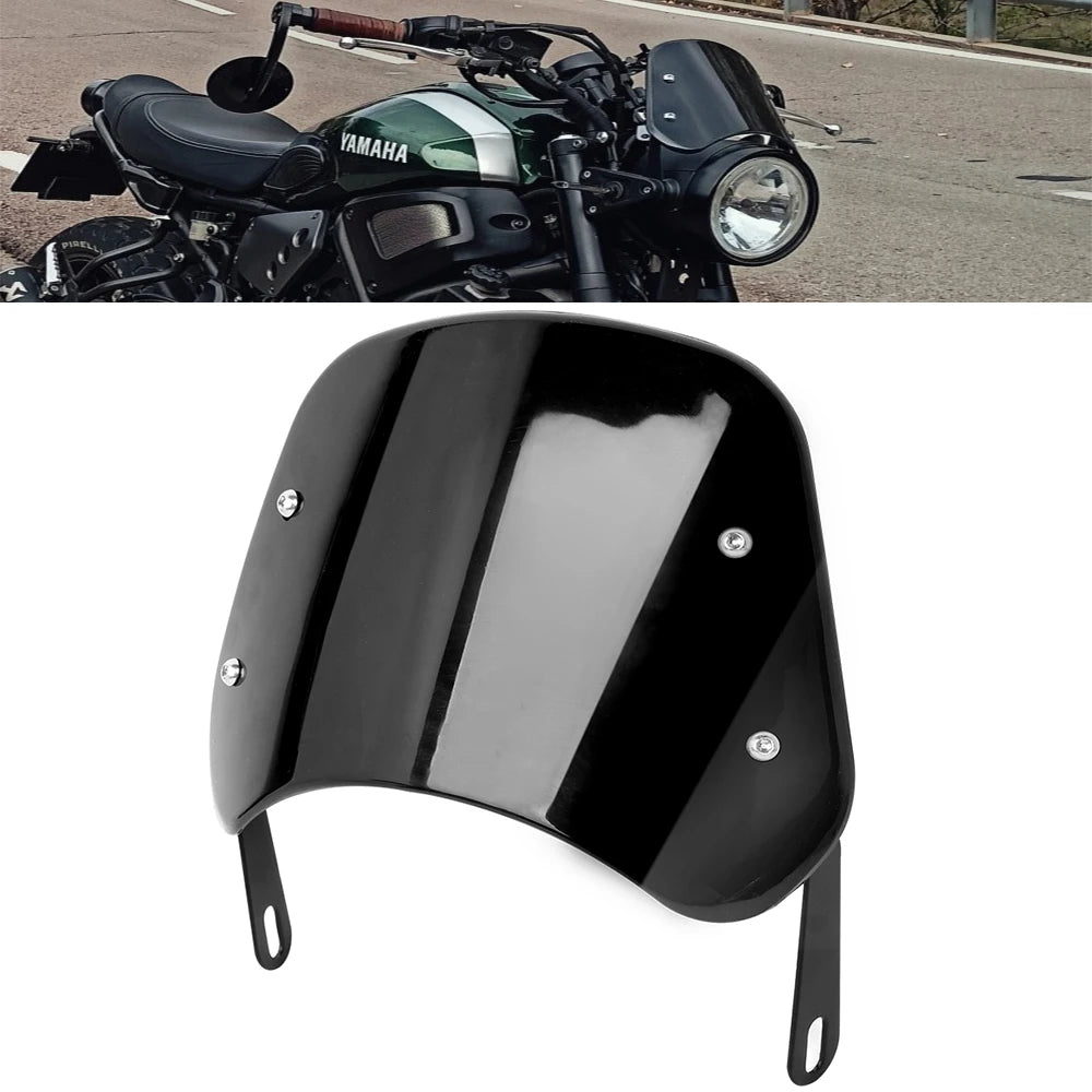 Motorcycle Black Universal 6.5"-9.45" Headlight Adjustable Windscreen Wind Deflector Windshield  - LED Motorcycle Light