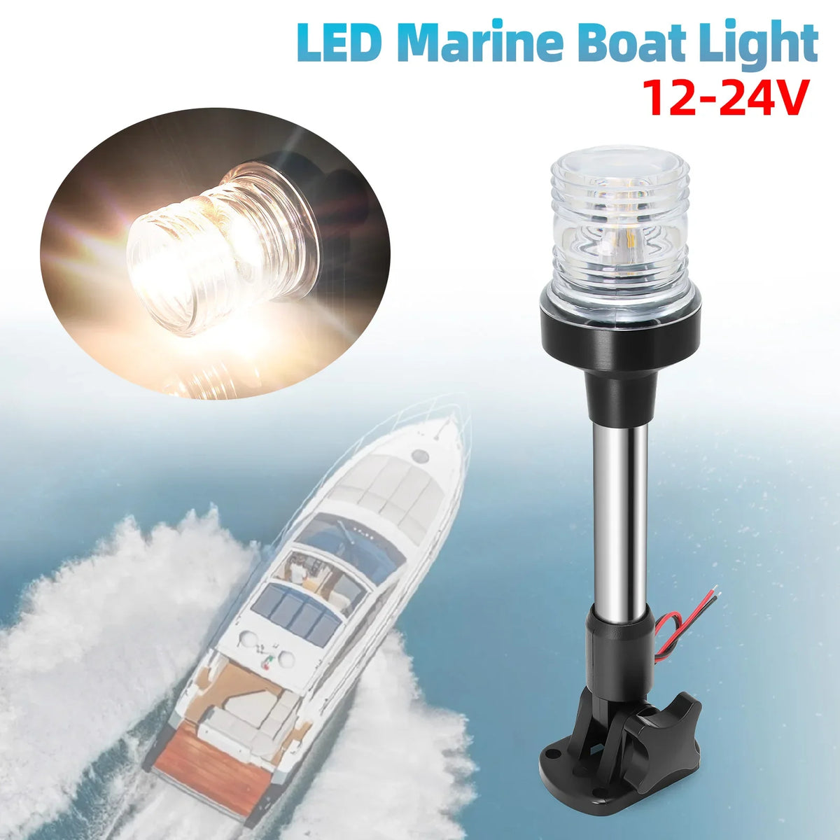 12V 24V Fold Down Navigation Light Boat LED Sailing Signal Light Yacht Marine 180 Degree Navigat - Automotive LED Light
