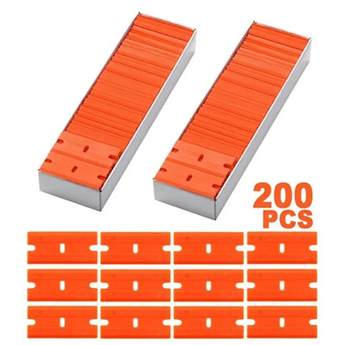 100 Pieces Two Cutting Plastic Razor Blade Label Clean Razor Glue Remover Window Glass Clean Scr - Automotive LED Light