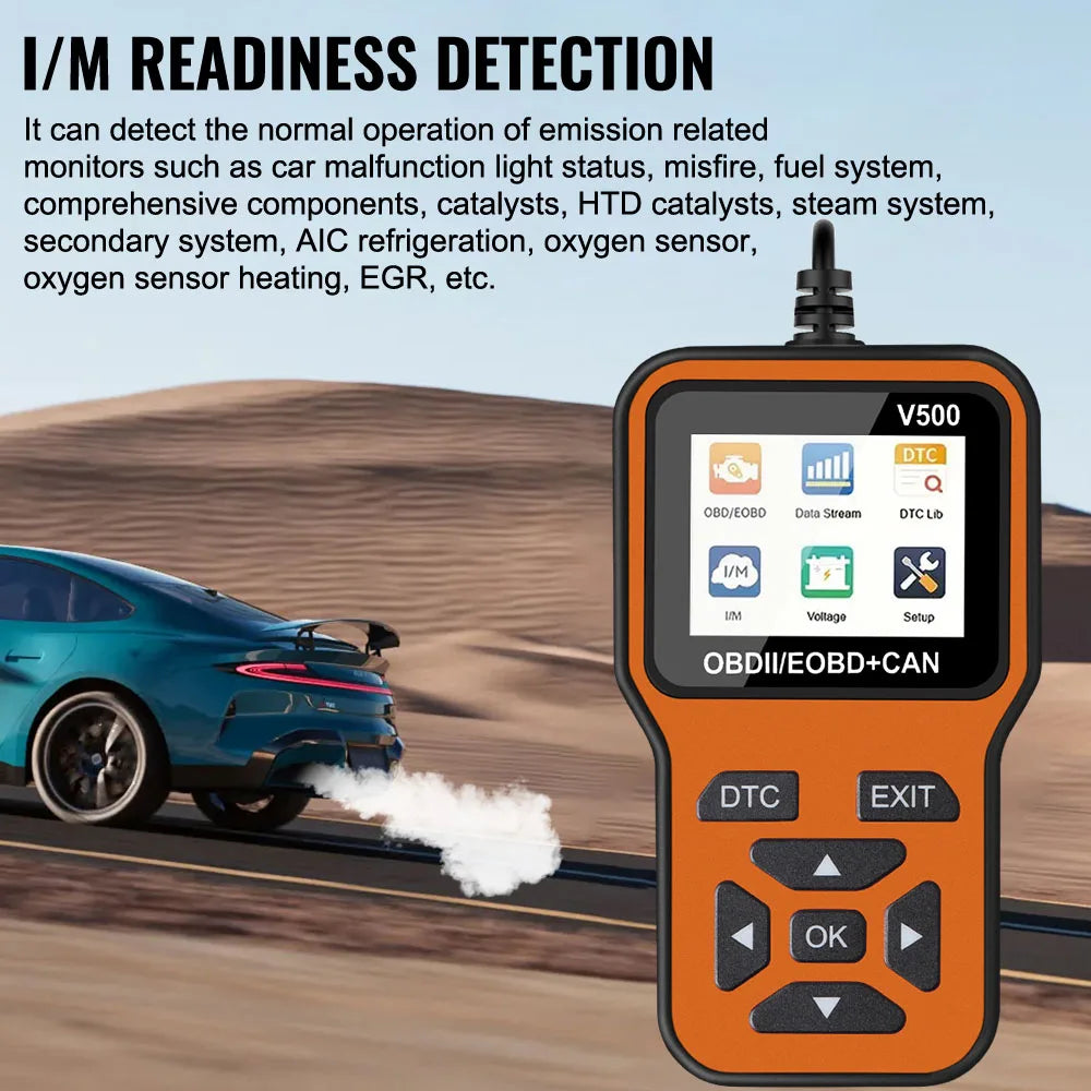 12V OBD2 Code Reader Car Diagnostic Tools OBD II Scanner Check Engine System Tes for OBD2 V500 O2 - Automotive LED Light