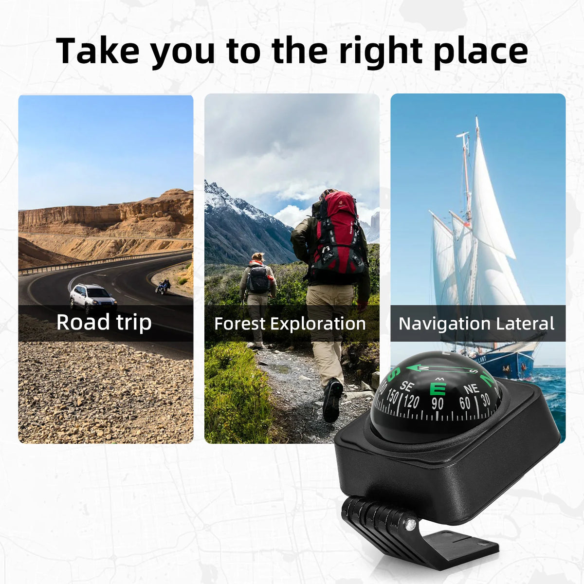 Car Compass Ball Shaped Variable Navigation Dashboard Car Compass Direction Pointing Guide For O - Automotive LED Light