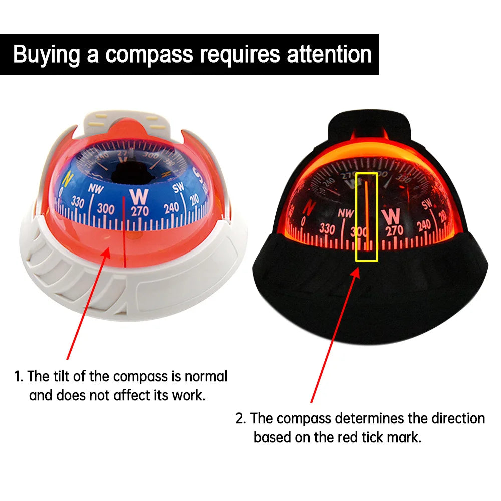 High Precision Sea Pivoting Marine Compass Marine Military Electronic Boat Ship Vehicle Car Comp - Automotive LED Light