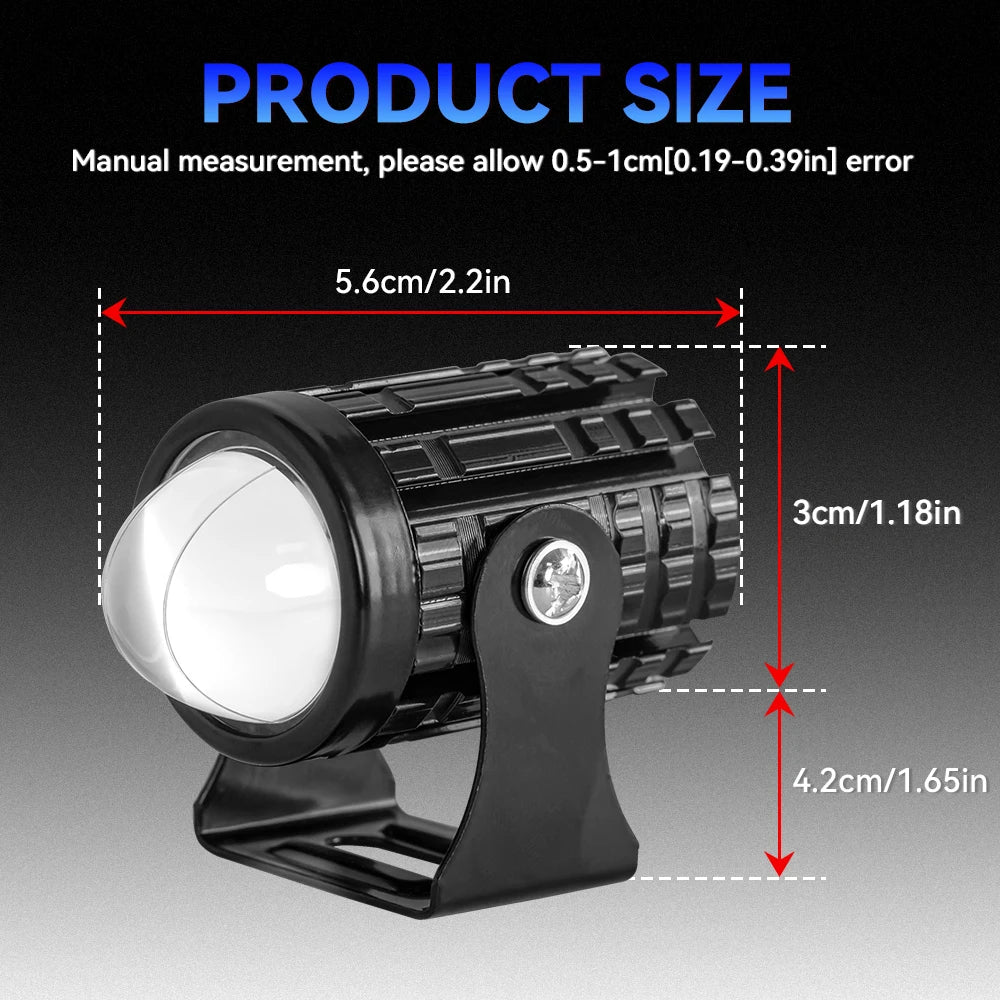 Motorcycle Led Spotlight Mini Driving Light 12V Hi/Lo Dual Color Motorcycle Headlight ATV Scoote - LED Motorcycle Light