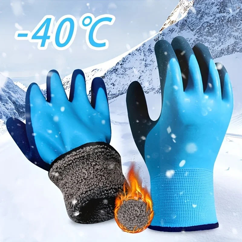 Winter Work Gloves 1 Pairs with PU Palm Coating and Nitrile Safety Protective Glove Professional - Automotive LED Light