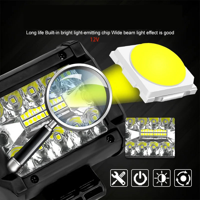 12V 60W LED Bar Offroad Spot Flood Combo LED Light Bar Work Light For Truck Car SUV ATV UTV 4WD  - LED Motorcycle Light