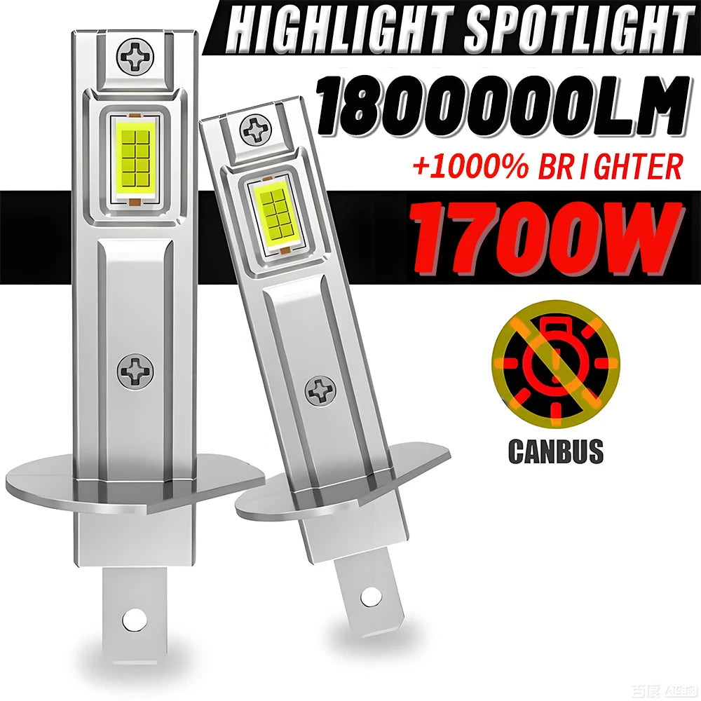 H1 H7 LED Headlight Bulb Mini 1700W 1800000LM CSP for Car Headlamp Fanless Light for Mini H1 H7 - Canbus LED Headlight B