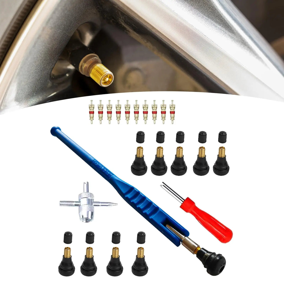 23Pcs TR412 Car Accessories Multifunctional Tire Repair Install Tool Tyre Valve Removal Tool for - Automotive LED Light