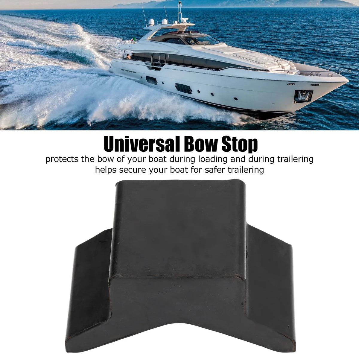 4inch Universal Rubber Bow Stop Professional Boat V Block Black for Yachts Trailers Caravans Acc - Automotive LED Light