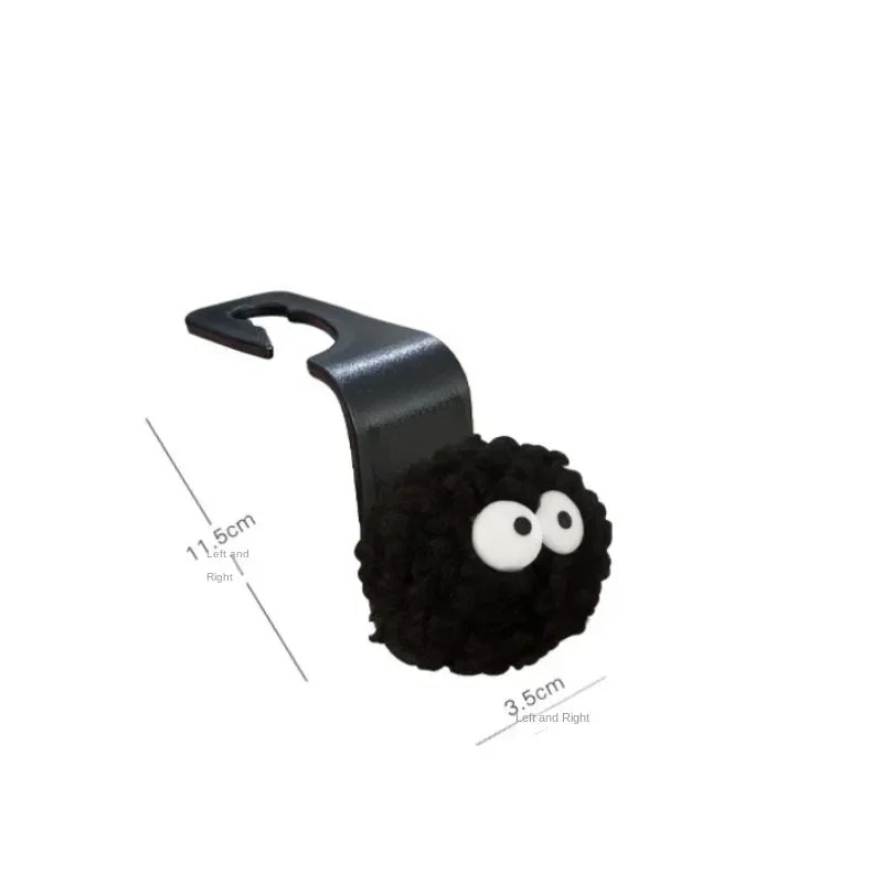 Cute Little Coal Ball Car Seat Back Hook Storage Car Headrest Organizer Food Bag Handbag Car Dec - Automotive LED Light