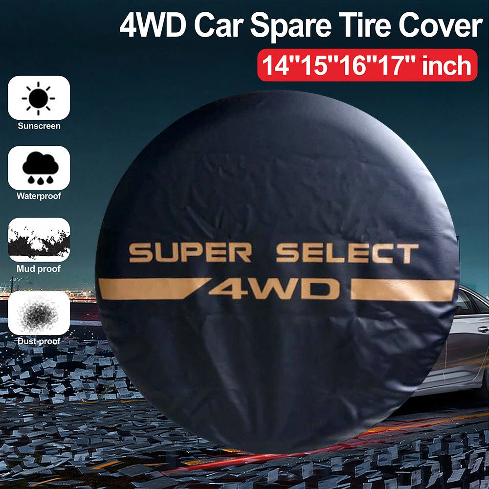Car Style 14" 15" 16" 17" Inch Car Tire Cover 4WD 4x4 PVC Leather Spare Wheel Tire Cover Case Ba - Automotive LED Light