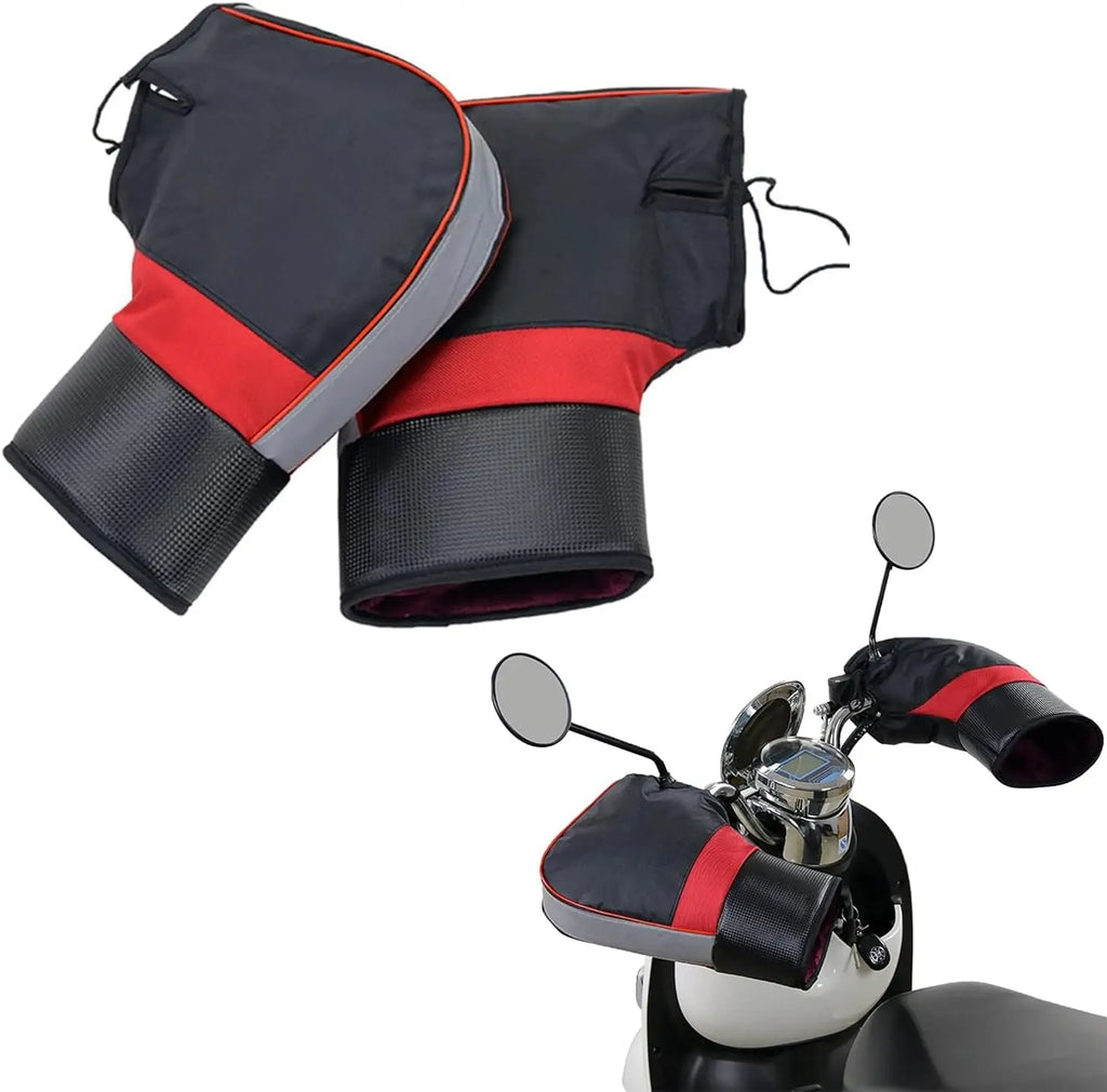 Protective Motorcycle Handlebar Gloves Muffs Thick Warm Rainproof Winter Warmer Universal Fit Sc - Automotive LED Light