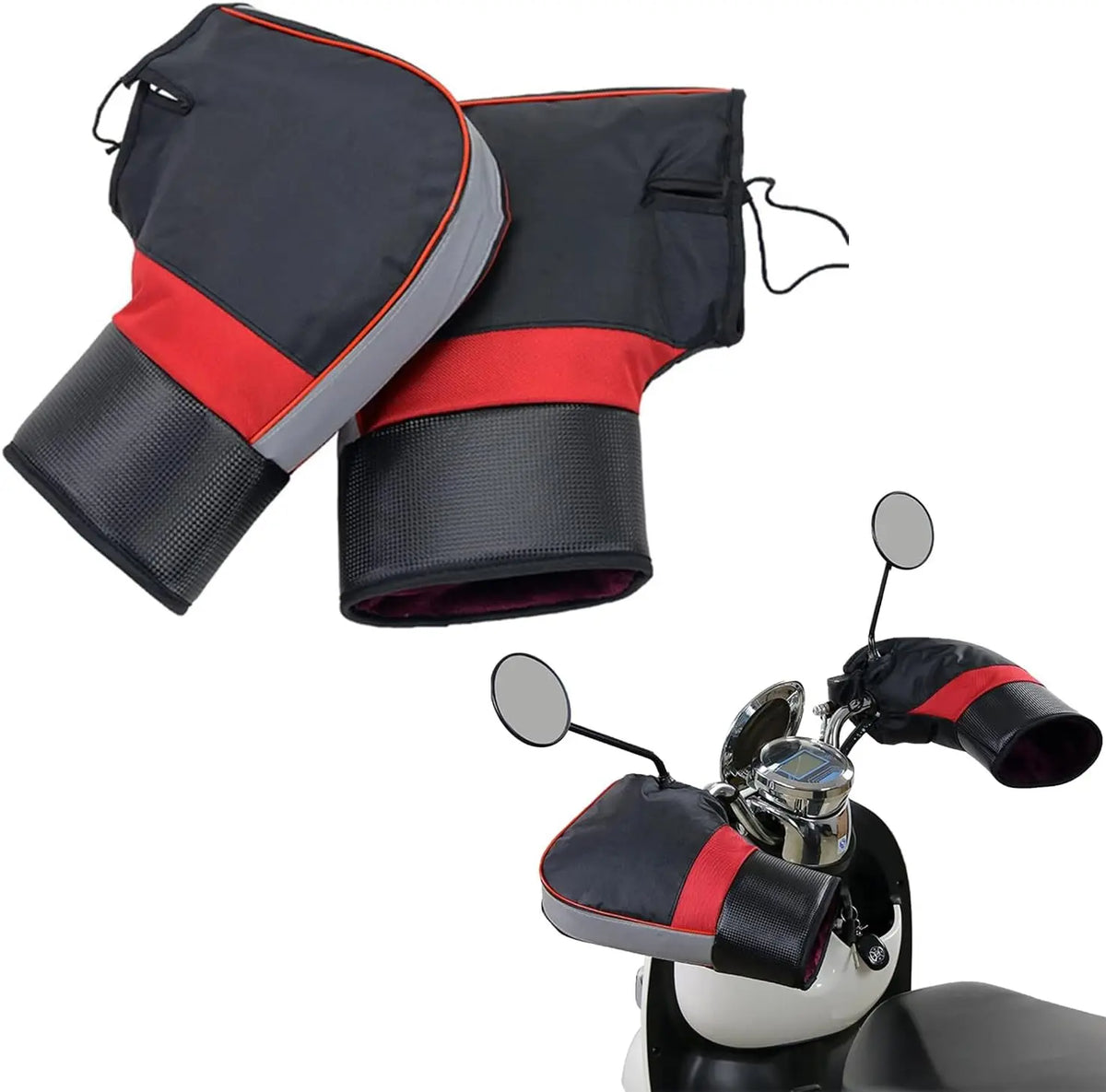 Protective Motorcycle Handlebar Gloves Muffs Thick Warm Rainproof Winter Warmer Universal Fit Sc - Automotive LED Light