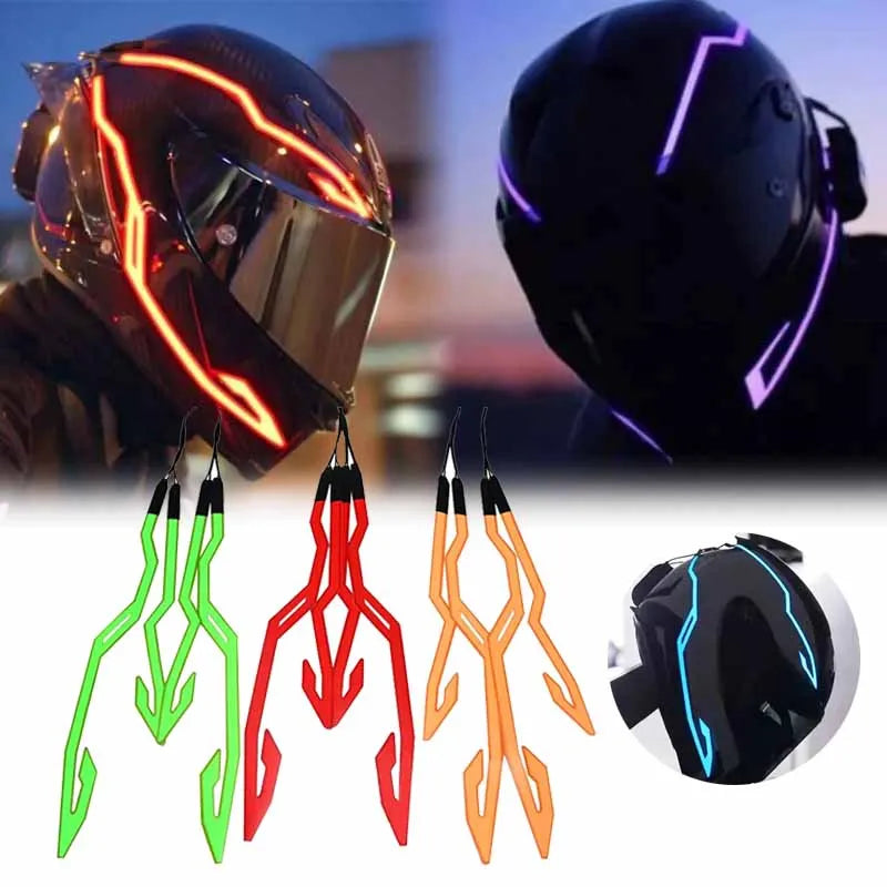 Motorcycle Helmet Light 4 in 1 EL Light 3 Mode Led Helmet Light Night Riding Signal Helmet Strip - Automotive LED Light