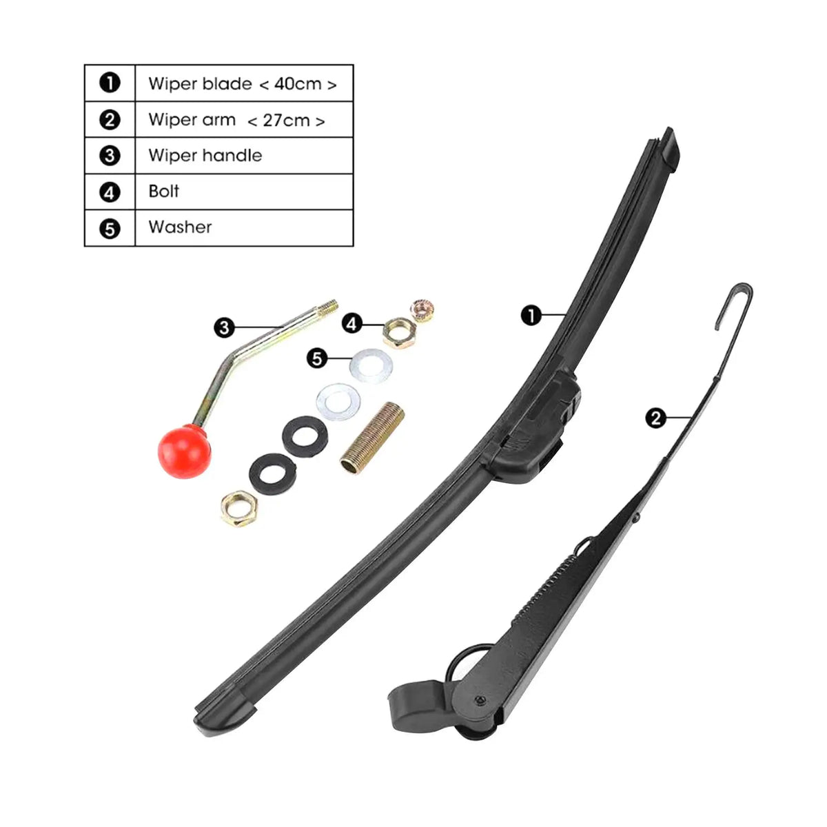 Hand Operated Manual Wiper Universal Windshield Wiper Kit Metal Assembly Durable Parts for Kart  - Automotive LED Light