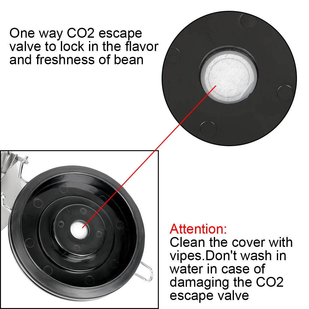 Stainless Steel Airtight Lid Preserves Freshness Storage Canister Coffee Container with co2 Valv - Automotive LED Light