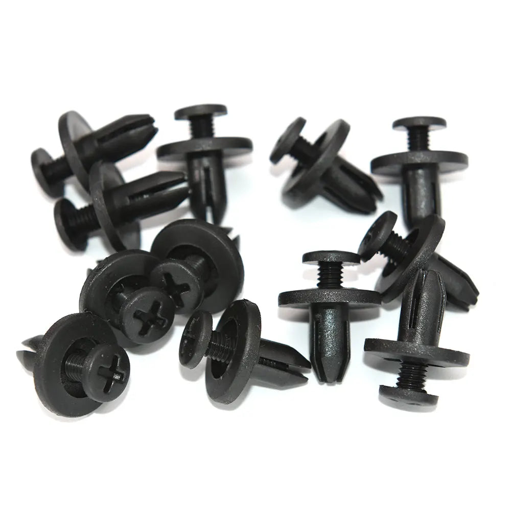 AD 50pcs Clips 8mm Hole Auto Fasteners Retainer Push Pin Door Rivet Black Plastic Clip Fasteners - Automotive LED Light