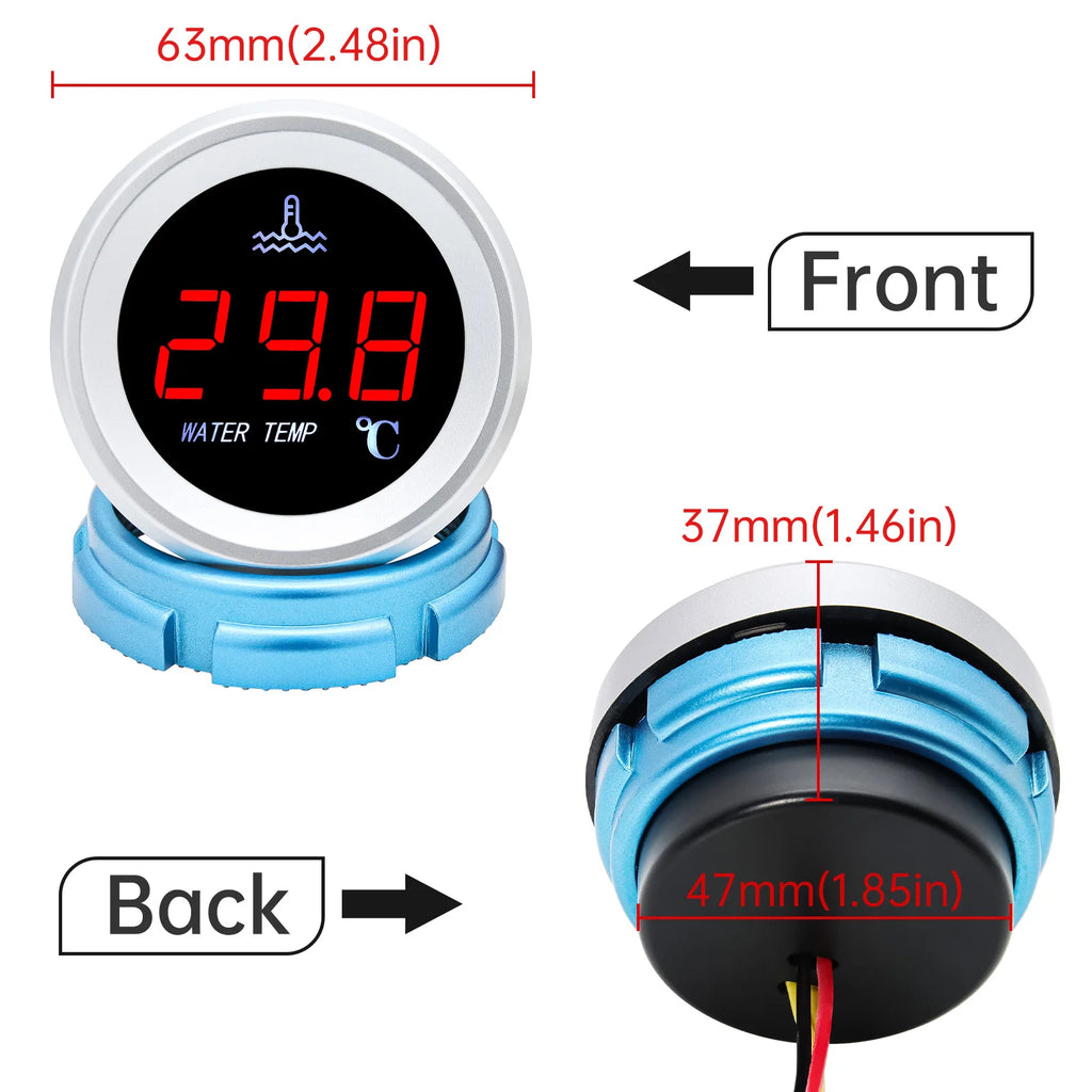 HD 52MM Car Water Temperature Gauge / Oil Level Gauge / Voltmeter Fuel Pressure Meter with 0-1.0 - Automotive LED Light