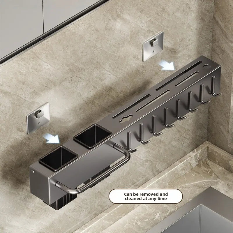 Kitchen Wall‑Mount Storage Shelf Tool‑Free Installation Multifunctional Chopstick Holder for Kni - Automotive LED Light