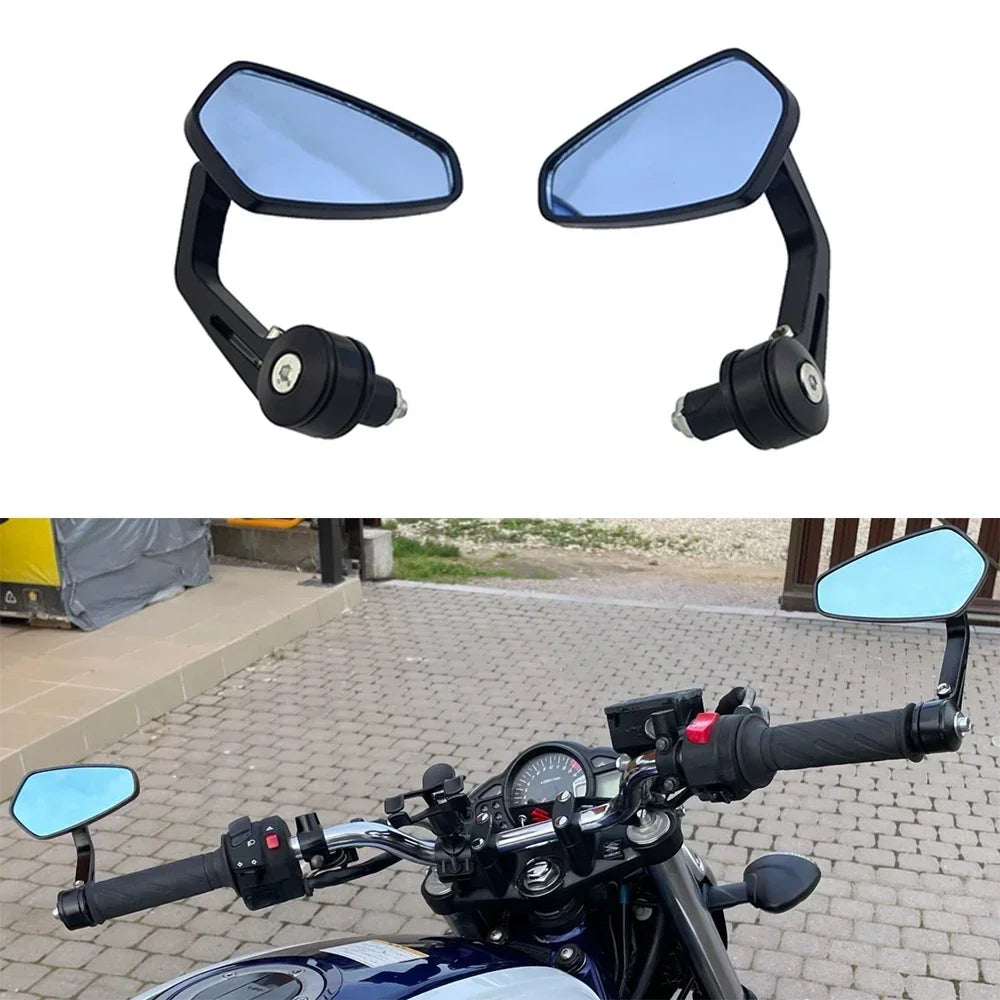 Smoke Blue Lens Side Rearview Mirrors Set for Motorcycle Handle Bar End 7/8' 22mm Ducati BMW Hon - Automotive LED Light